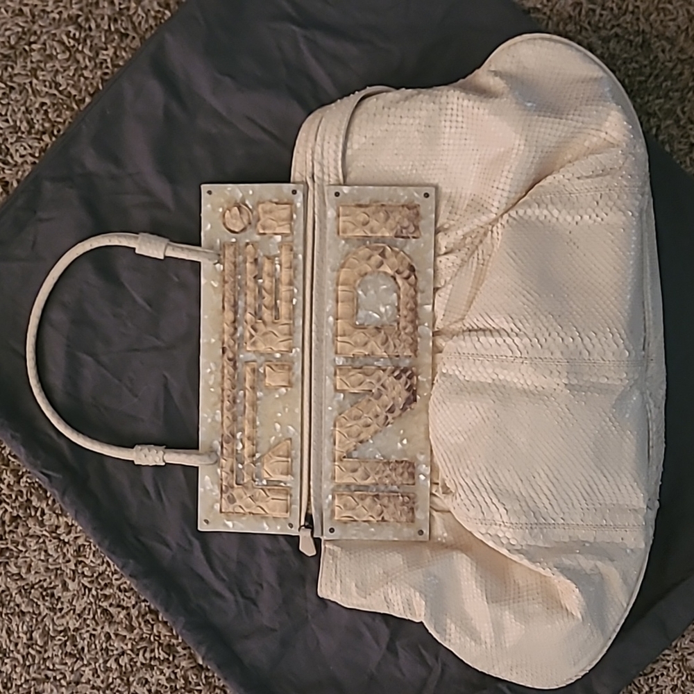 Fendi Albino Python oversized clutch snakeskin purse with authentication